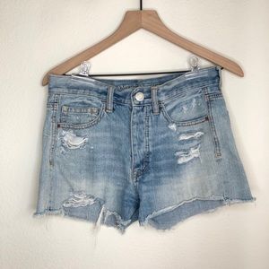 American Eagle High Rise Cutoff Jean Shorts Denim